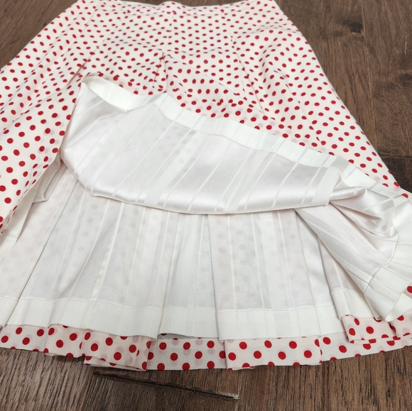 ST. JOHN COLLECTION pleated silk polka dot skirt - Picture 6 of 11